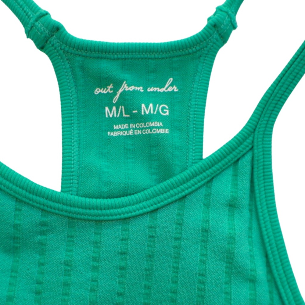 Out From Under Green Ribbed Racerback Crop Tank Sports Bra M/L - Picture 3 of 7